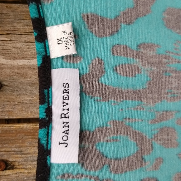 FANCY SEQUIN Size 1X ANIMAL PRINT Turquoise JOAN RIVERS SLEEVELESS PARTY TOP - Picture 11 of 14